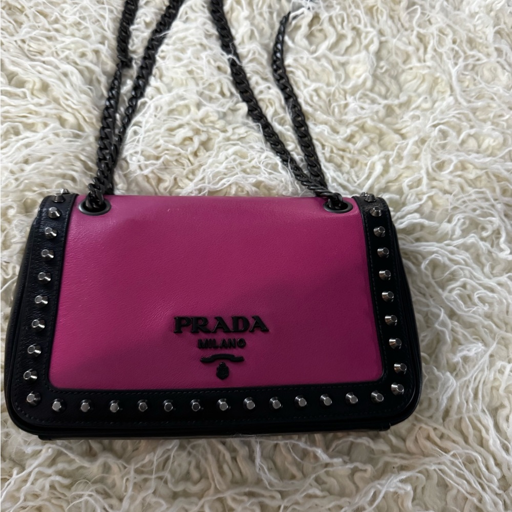 Sold  Fuchsia and Black Crossbody Bag